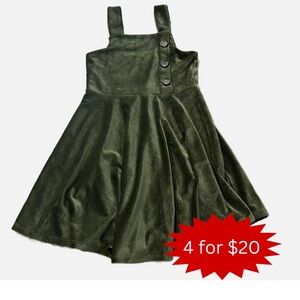 Jumper dress, girls (SIZE 7/8) by KNIT WORKS. Poly/spandex blend (Olive …